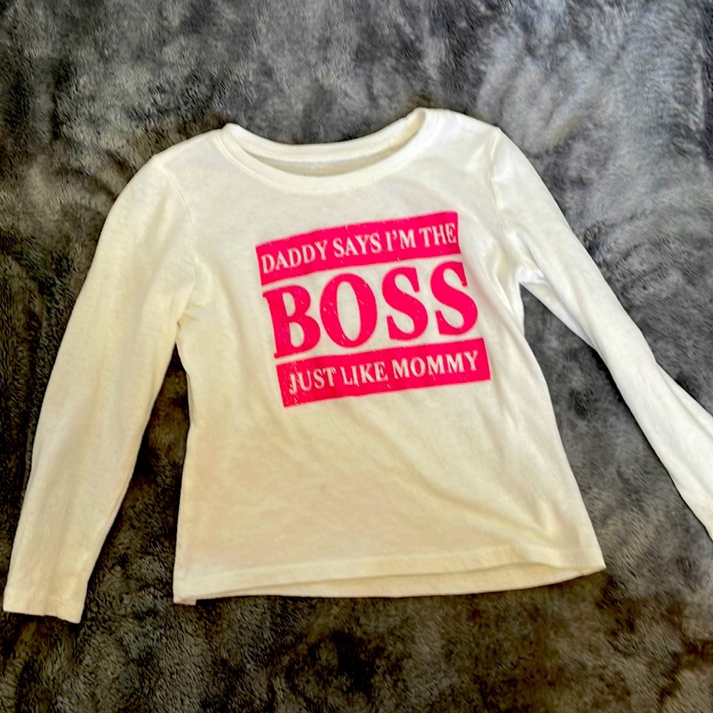 White and pink sparkle long sleeve I’m the boss sz 3T